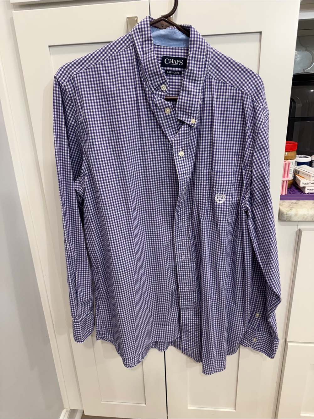 Chaps Purple Gingham Button-Down Shirt